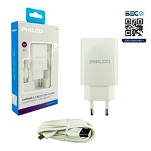 CARGADOR PHILCO USB + CABLE TIPO C 2 AMP - CERTIF